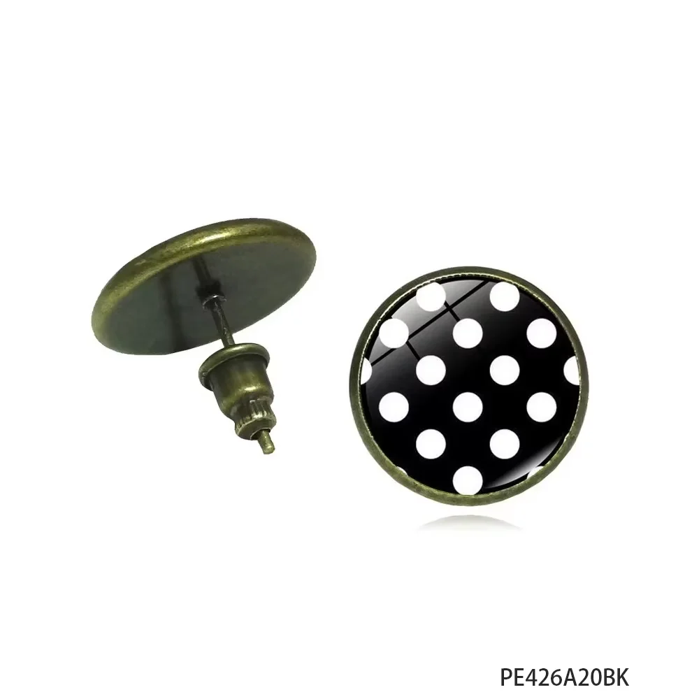 

PESENAR 1950-е годы стиль черно-белые серьги-гвоздики в горошек для ретро винтажный костюм аксессуар для вечеринки