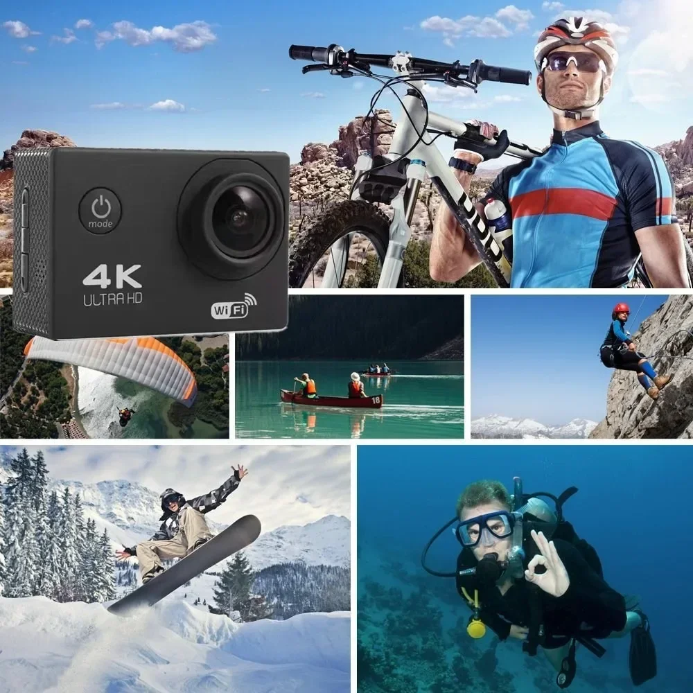 Cámara de Acción Ultra HD 4K 30fps/170D, casco subacuático, impermeable, pantalla de 2,0 pulgadas, WiFi, Control remoto, deportes, cámara de Video go Pro