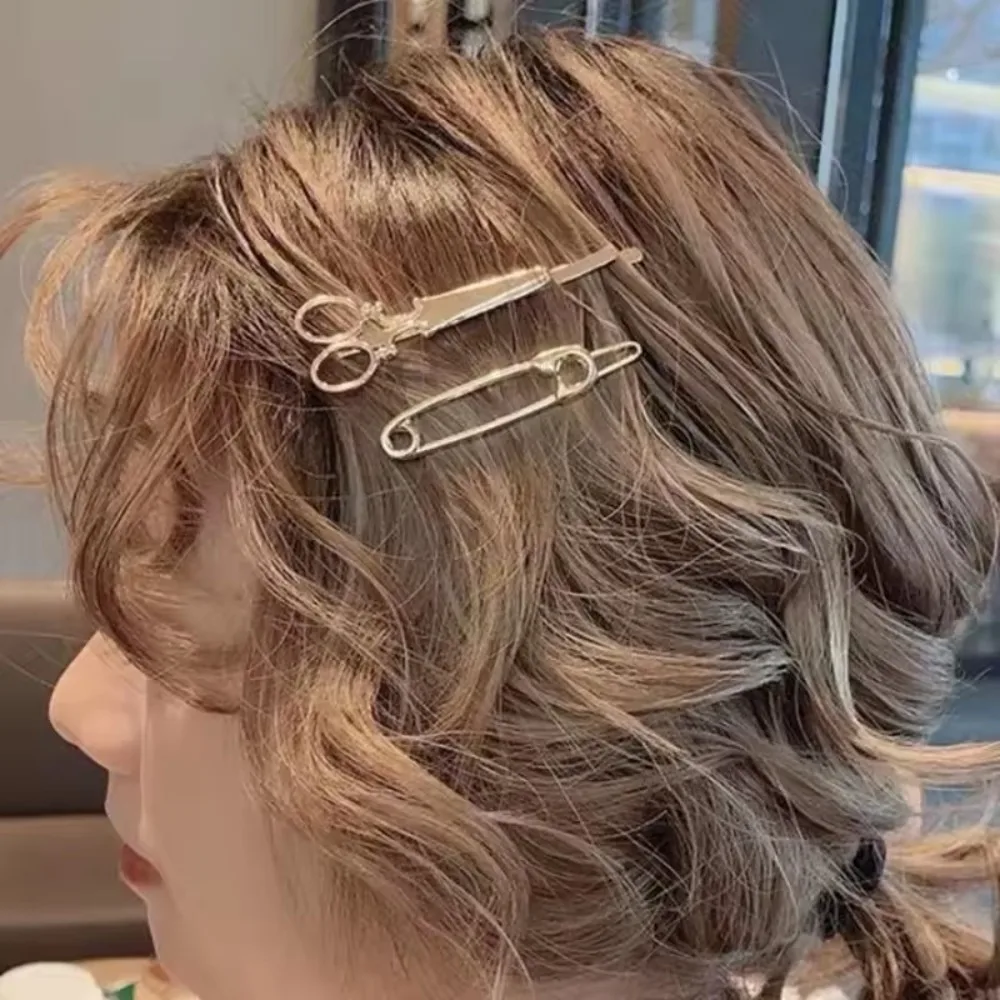 Korean Version of The Simple Hair Accessories Simulation Scissors, Safety Pin Personality Hairpin Jewelry Retro Headwear Clip