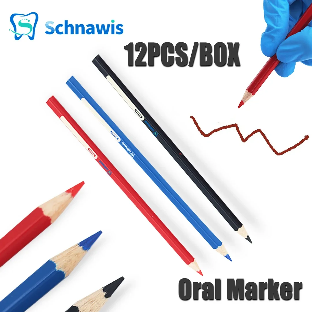 Dental Oral Marker Pen Wood Intraoral Marker Red/Blue/Black Sterilizable Denture False Teeth Repair Sign Line Dentistry Tool