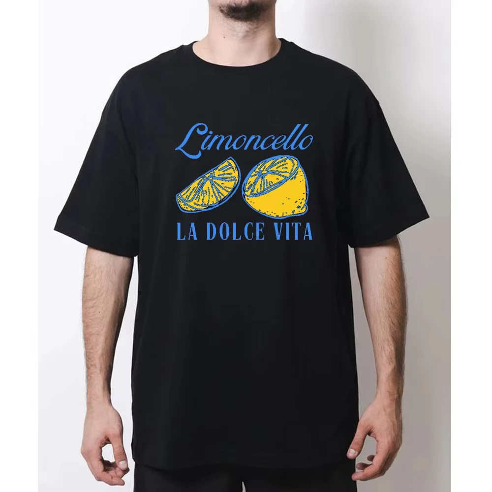 High-quality in Summer Limoncello La Dolce Vita Woman Man Casual Cotton Printed T Shirts Adult Streetwear Camisetas Tops Tee