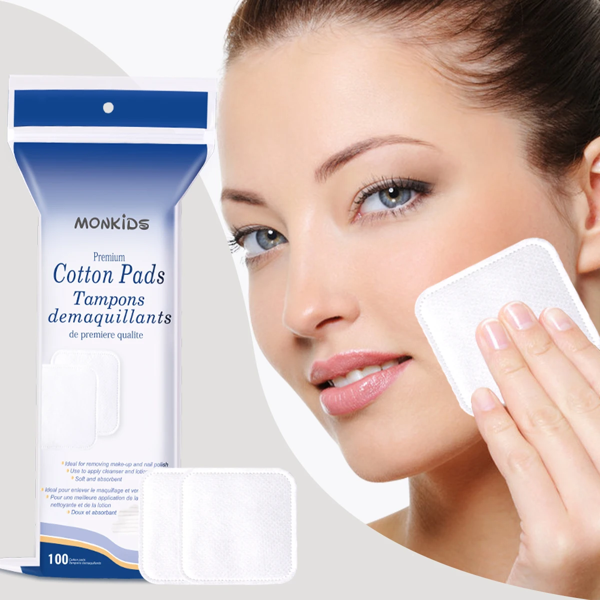 200個のソフトスクエアメイク落としパッドは、毎日の洗顔とメイク落としに使用されます。