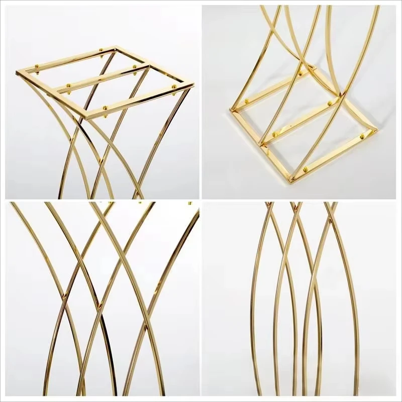 Geometrischer Blumenständer aus Eisen für Hochzeitsempfang, Tischdekoration für Bankette, Weihnachten, Brautparty-Dekoration – Detail 6