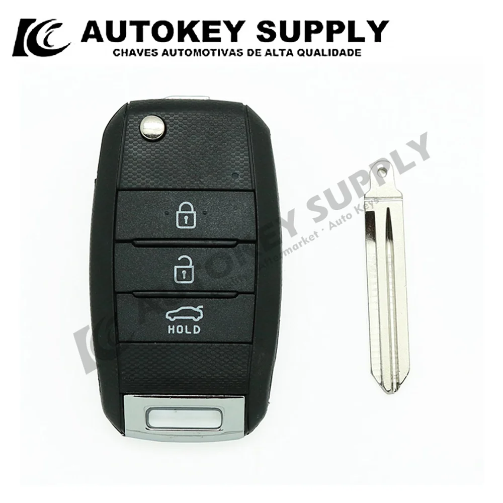 Autokeysupply AKHKF129 3 Button Remote Flip Key Shell  For Kia