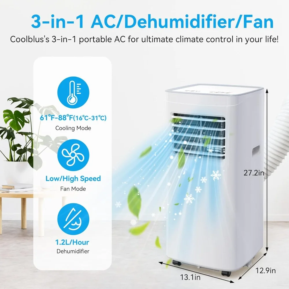 HAOYUNMA-Climatiseur portable 3 en 1 avec télécommande, 10000 BTU, unité de climatisation portable, blanc, jusqu'à 450 Sq