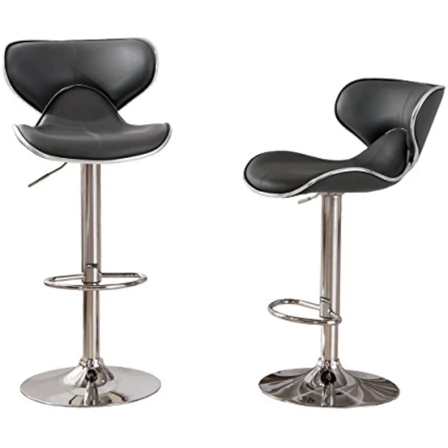 

Masaccio Cushioned Leatherette Upholstery Airlift Swivel Barstool, Set of 2, Grey