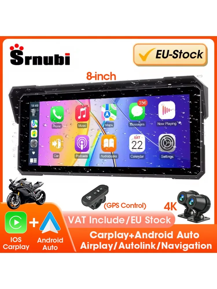 7/8 "inch Carplay Motorfiets GPS Navigatie IP67 Waterdichte 4K Moto DVR Draadloze Carplay Android Auto Motor Recorder monitor - afbeelding 2