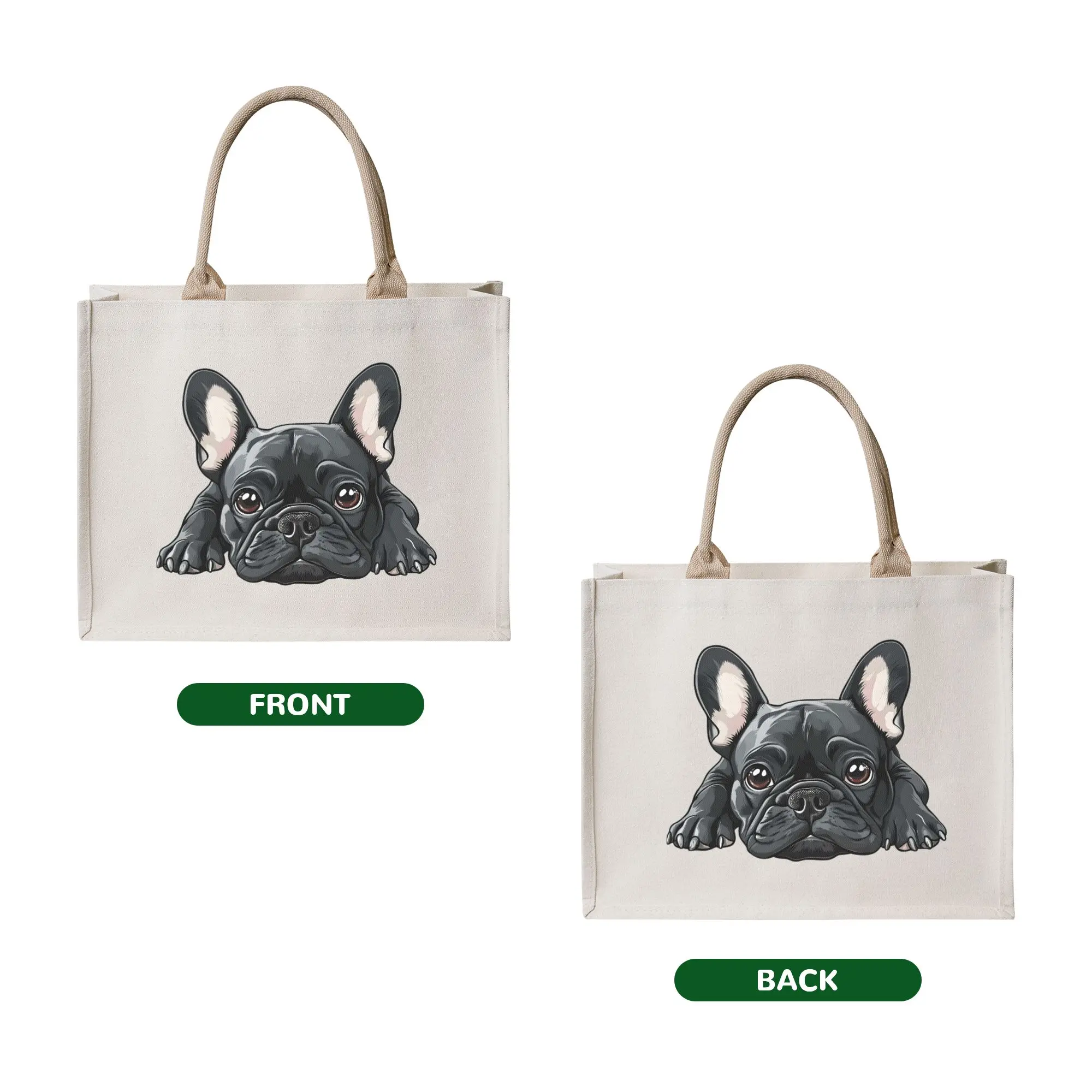 Cute Cute Black French Bulldog  Shopping Tote Bags Portable Frenchie Dog Lover Groceries Shoulder Shopper Bag