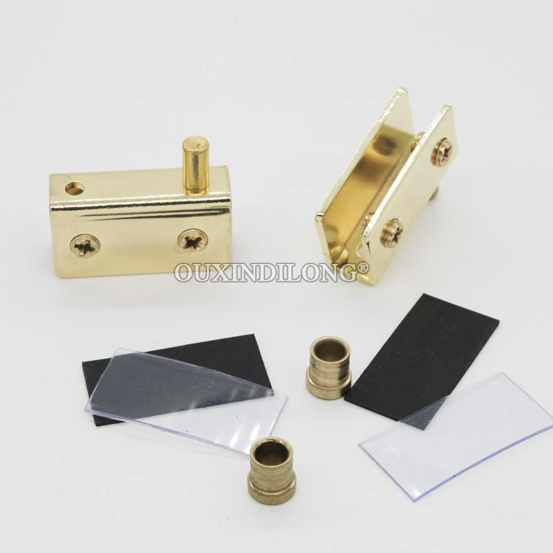 Brand New 8Pairs Stainless Steel Gold Glass Door Pivot Hinges Mall Display Cabinet Hinges for 5~8mm Glass