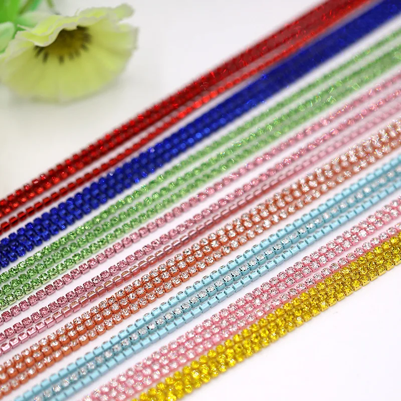 1Yard 22Color Glitter Claw Rhinestone SS6 SS8 SS12 Crystal Tassel Diy Clothes Earring Accessories Beads Diamond Rhinestone Chain