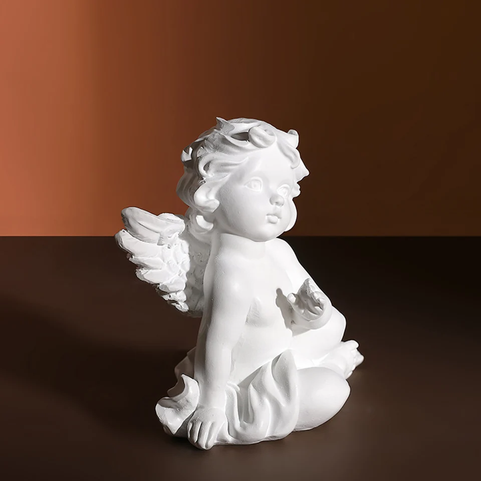 Set of 2 Adorable Cherubs Angels Resin Garden Statue Figurine, Indoor Outdoor Home Garden Decoration Angel Sculpture SB-129