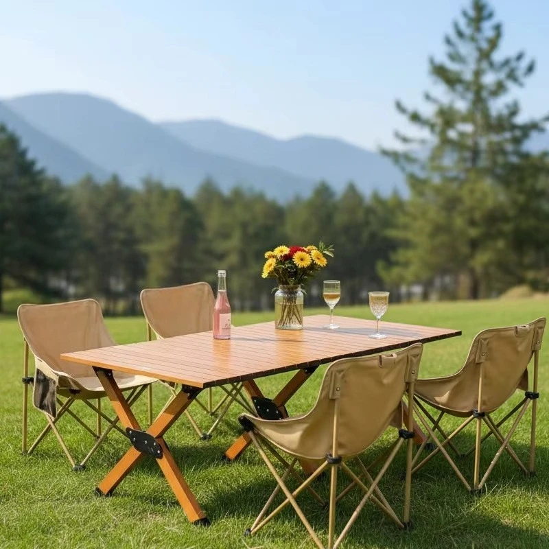 

Outdoor Portable Folding Table and Chair Set - Camping Picnic Road Trip Group Dining Balcony Casual Home