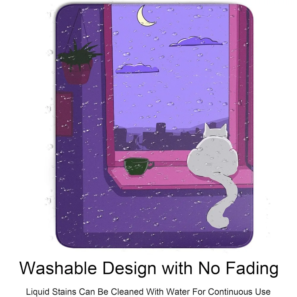 Cute White Cat Square Mouse Pad Anime Cats Mouse Pads for Wireless Mouse Desk Accessories 10"X8" Travel Mousepad with Non-Slip R