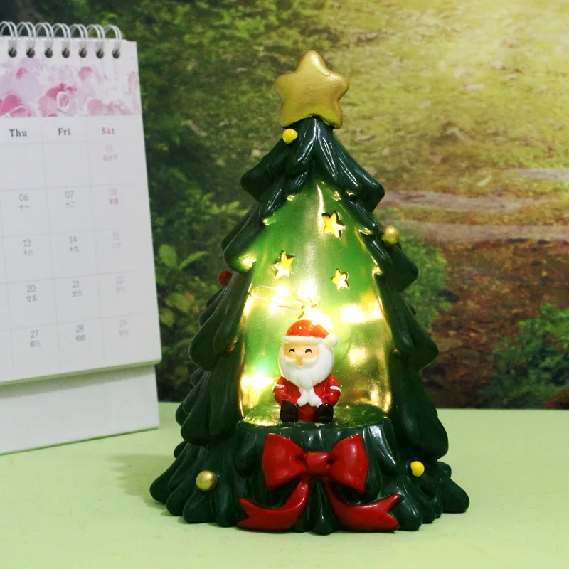 

Glowing Christmas Tree Decorations Ornaments Cartoon Santa Claus Figurine Statue Night Light Christmas Decor New Year Gift