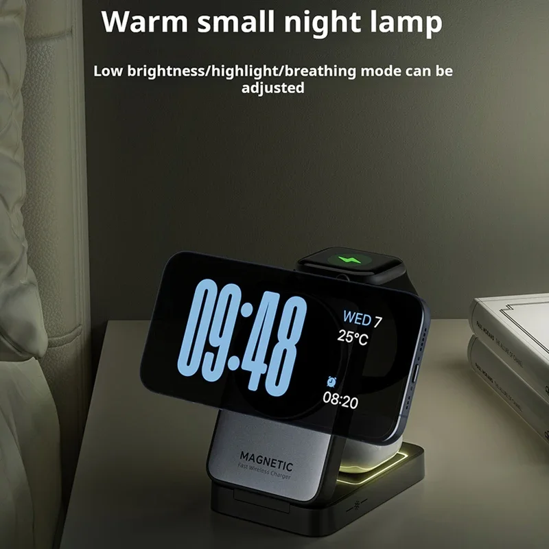 Folding 3 in 1 Wireless Charging Stand Portable Magnetic Fast Charger Station Dock For iPhone 15 14 13 Samsung iWatch Pro AirPod