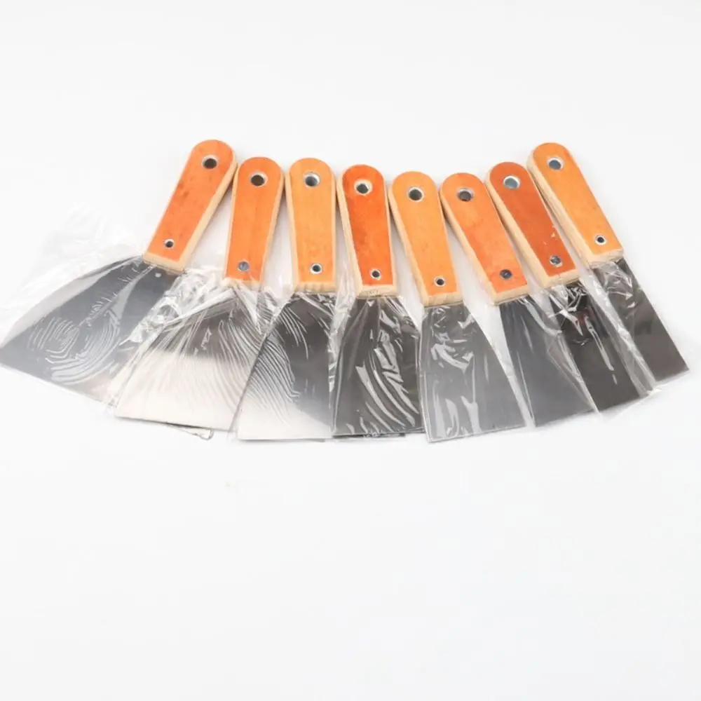 Stainless Steel Cleaning Scraper Wood Handle Scrape Surfaces Paint Tools Non-slip Handle Lay Plaster Materials Cleaning Trowel