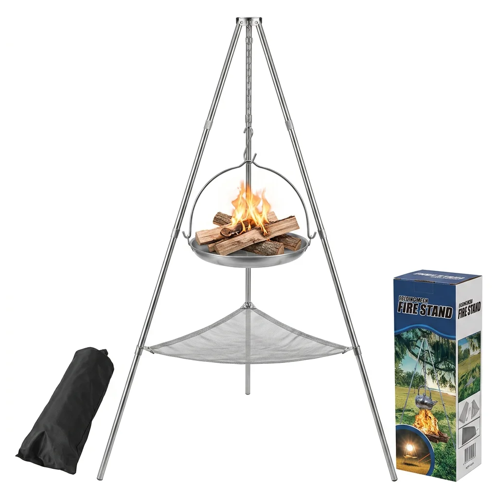 Camping Cooking Pot Tripod - 1pc Cooking Tripod Heavy Duty Stainless