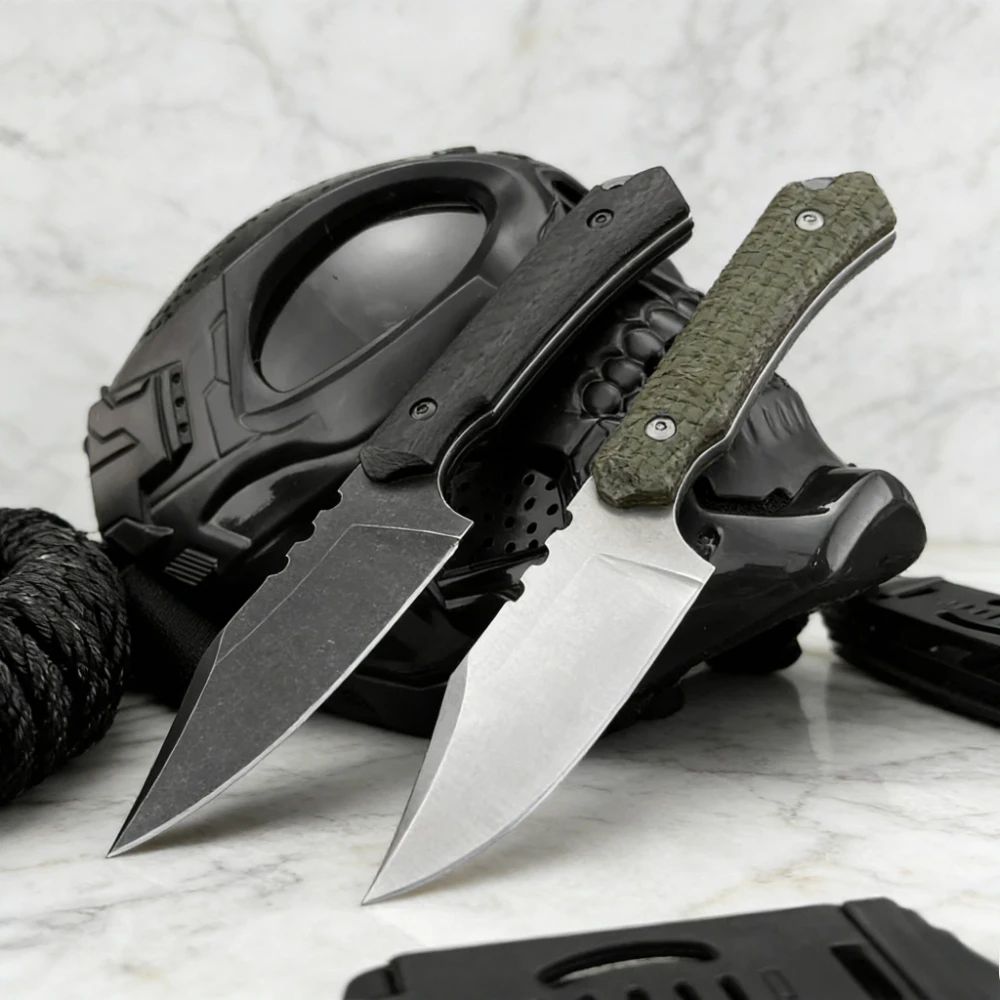 

Нож с фиксированным клинком для активного отдыха, высокопрочный клинок из стали 8Cr13Mov, рукоять из углеродного волокна G10 с противоскользящим покрытием, портативный нож для выживания и походов