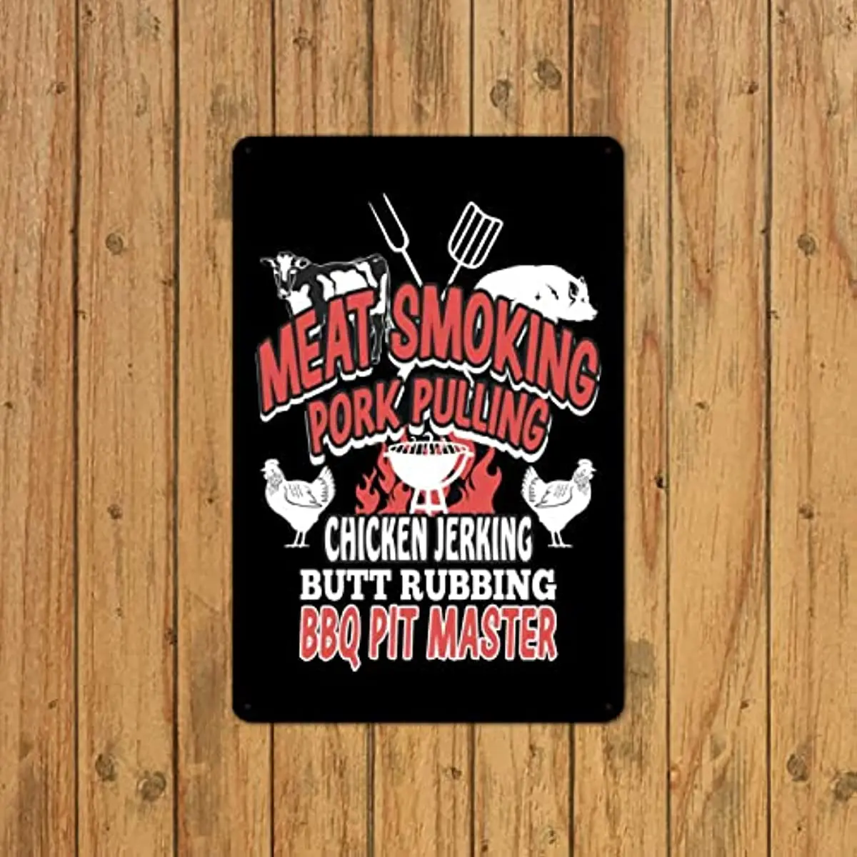 Meat Smoking Pork Pulling Chicken Jerking Butt Rubbing BBQ  Novelty Sign Vintage Metal Tin Sign Wall Sign Plaque Poster for Bar