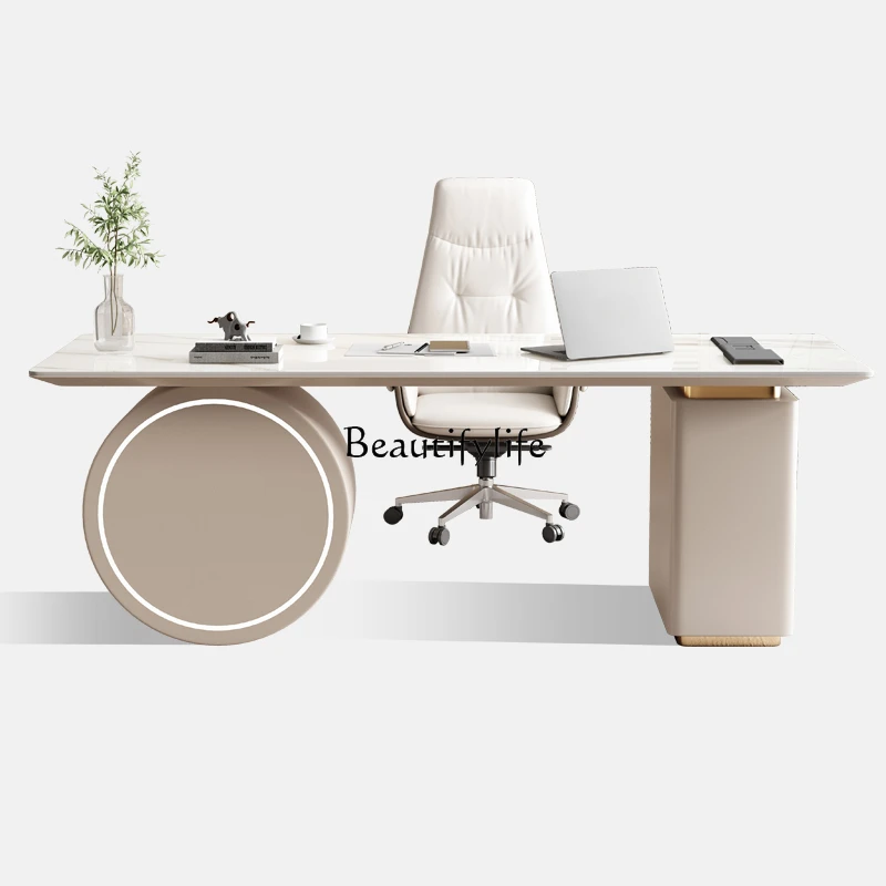 

ld6Italian Light Luxury Stone Plate Desk Designer Home Modern Simple Computer Desk