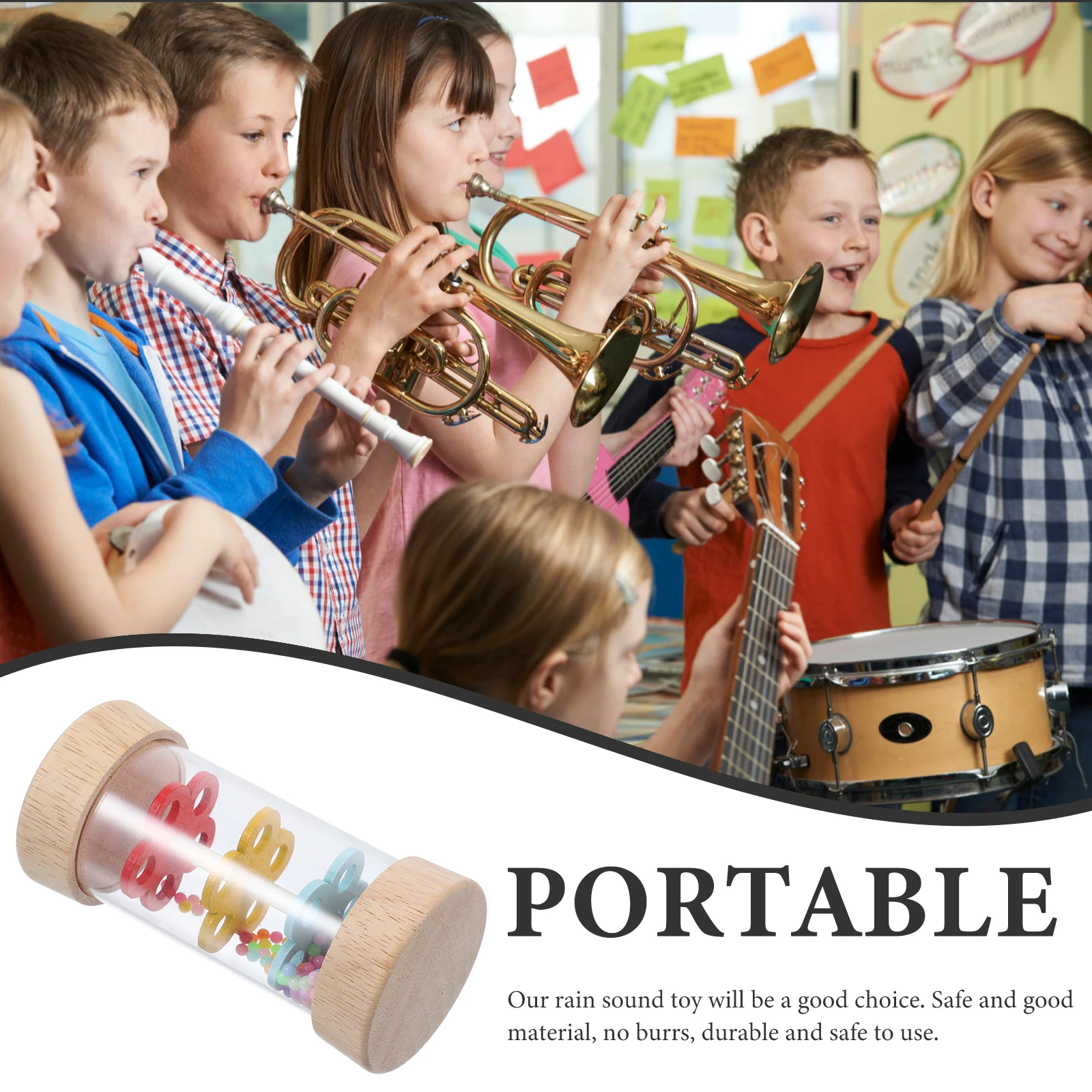 

1pc Rain Stick Wood Plastic Smooth Surface Rain Sound Musical Educational Plaything Cognitive Instrument