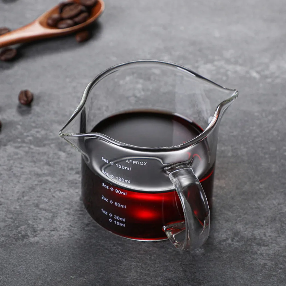 2Pcs Glass Measuring Cup Double Spout Milk Pitcher Coffee Milk Cup Graduated Scale Coffee Bar Latte Art Mug for Kitchen