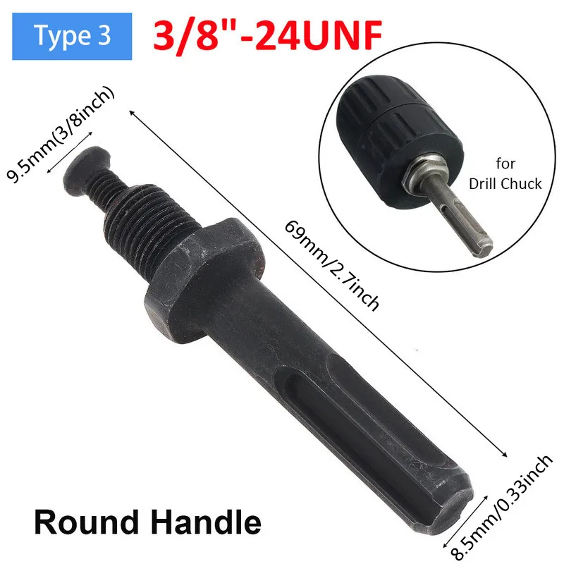 1/2 -20UNF 3/8-24UNF Connecting Rod Adapter Square Round Hexagon Hex Screw Shank Drilling Bit Extension for Electric Drill Chuck