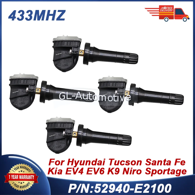 

52940-E2100 TPMS sensor Tire pressure sensor For Hyundai Santa Fe Staria Tucson Ioniq 6 Kia EV4 EV6 EV5 Niro K9 Sportage 433MHZ