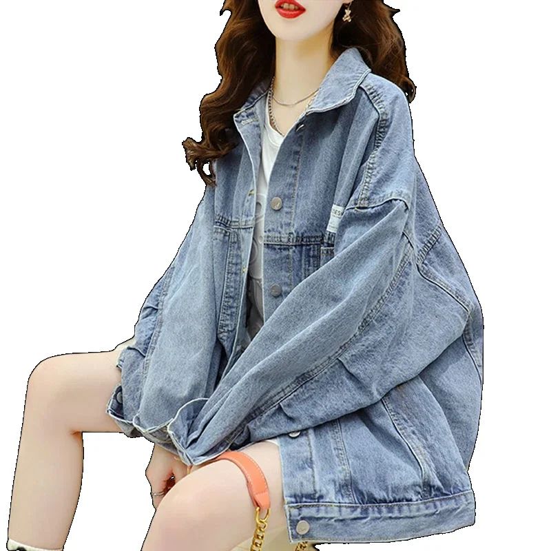 

Denim Jackets Vintage Korean Style Elegant Female Oversize Leisure Bf Streetwear Coats Daily Simple Students Harajuku Chic A550