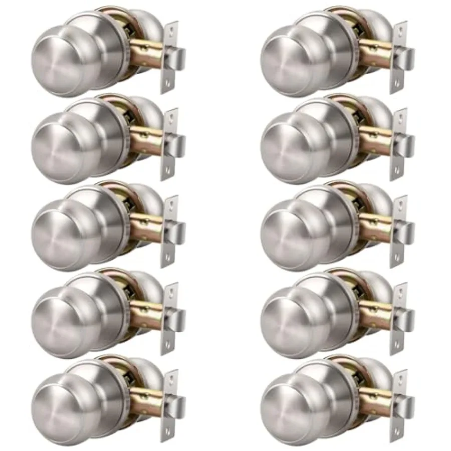 

0 Passage Door Knob Brushed Nickel, Round Door knob for Hall and Closet Door Knobs, Non-Locking Round Door Handle, Interior Doo