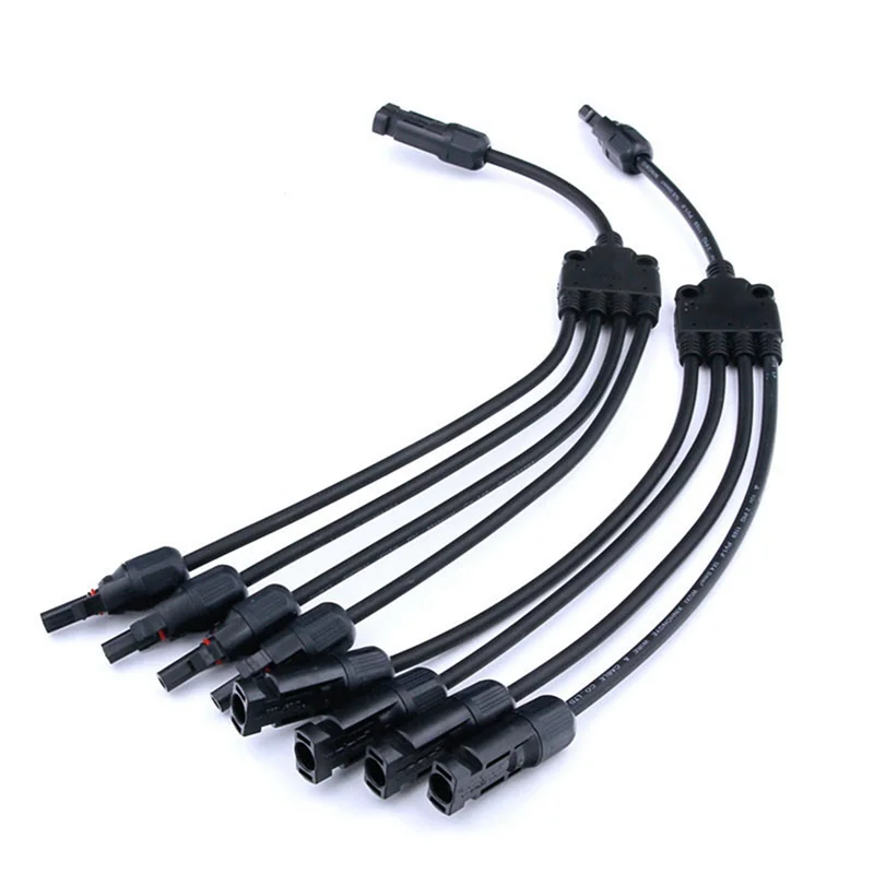 1 Pair 4 Branch Y Type Adapter Male and Female Solar Connectors 4 to 1 Panel Cable Photovoltaic Connector Adapter