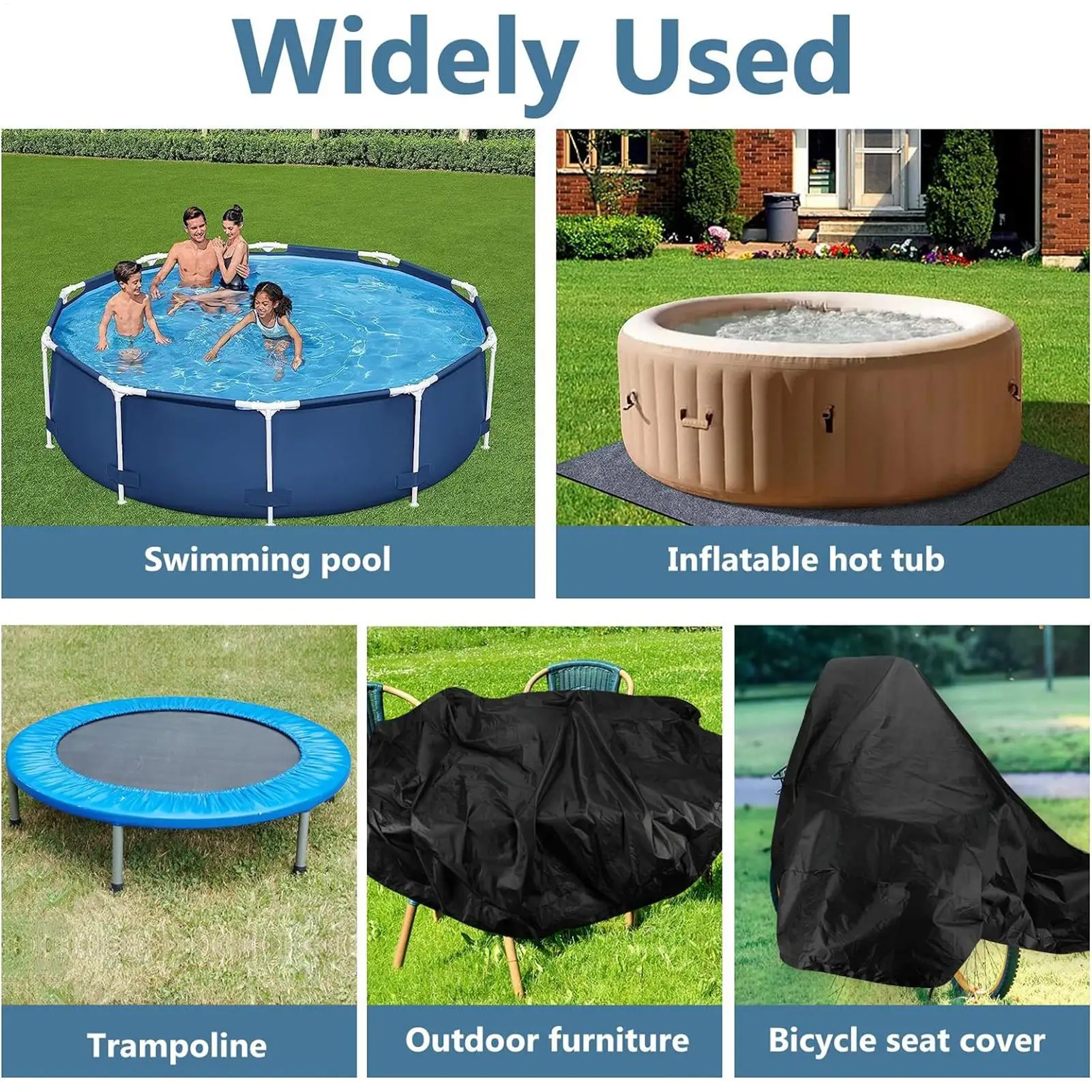 

6/8/10/12FT Round Swimming Pool Covers For Aboves Ground Pools Hot Tub Solar Covers Heavy Duty Tear Resistant Blanket Protector
