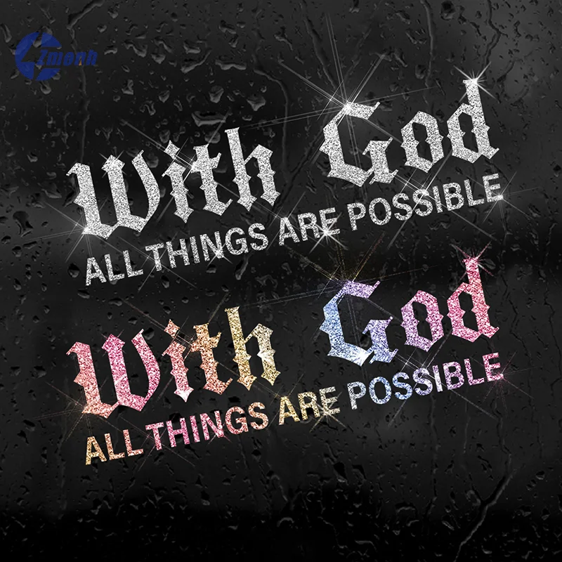 New！WITH ALL THINGS ARE POSSIBLE Car Sticker, Car Styling Decal Classic Automotive Racing Trucks Laptop Decoration