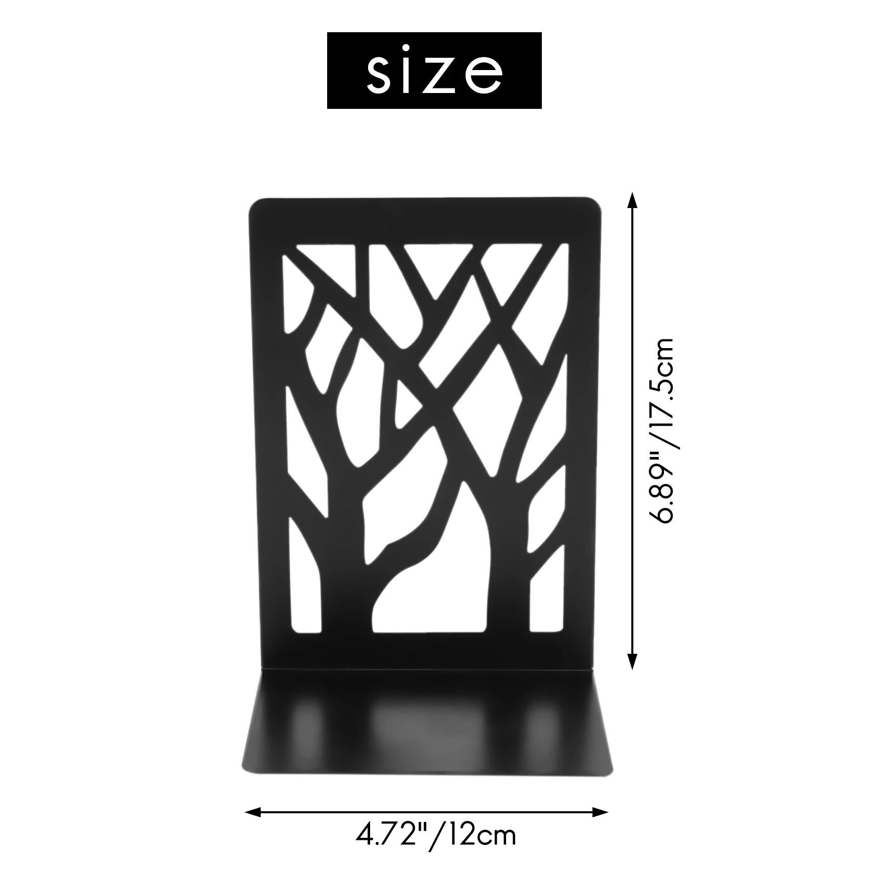 Penahan buku untuk buku berat, penahan rak buku dekorasi rumah, sandaran buku logam hitam 1 pasang, penopang Bookend, sumbat buku