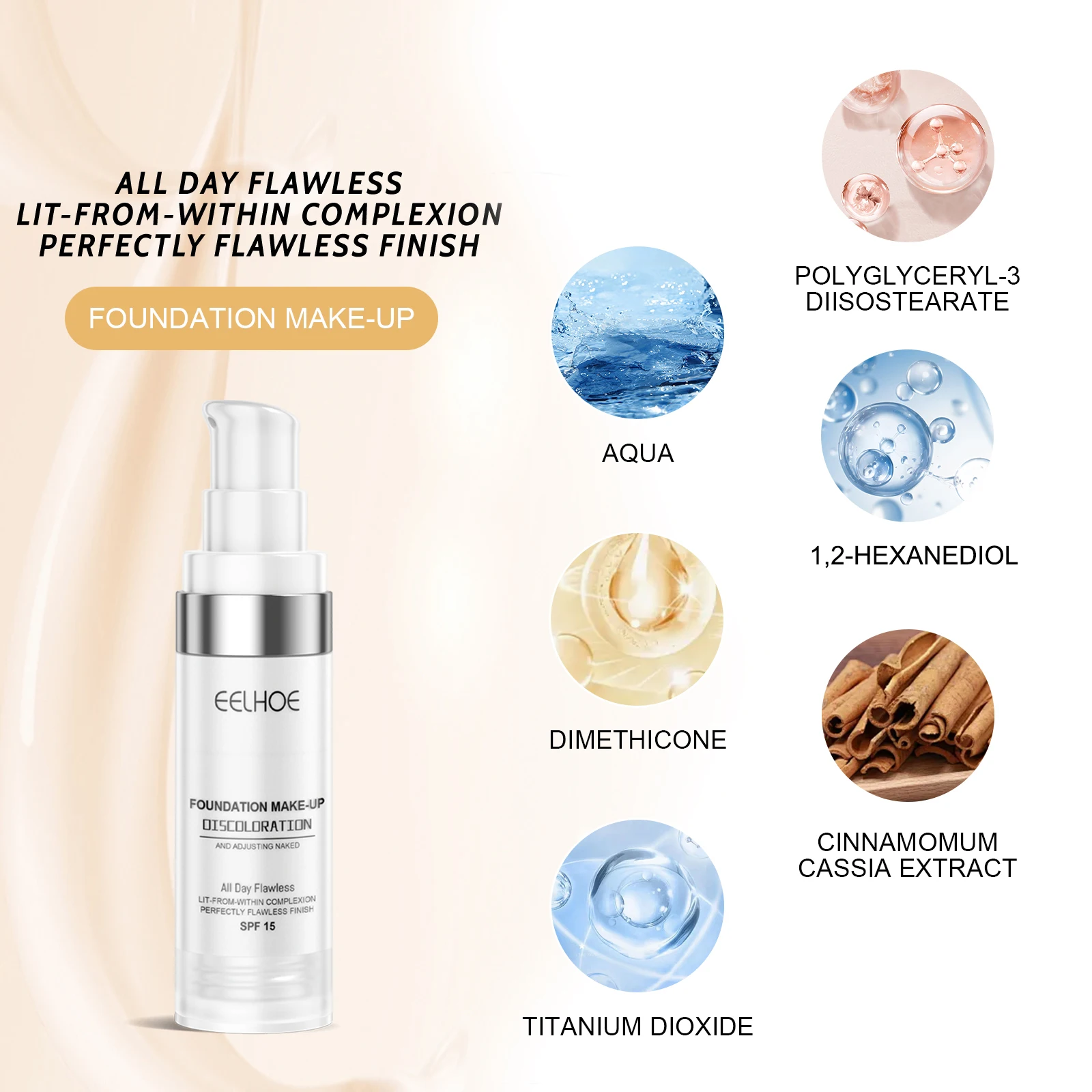 30ml Color Changing Foundation Long-Lasting Hydrating Transfer-Proof Skin Tone Adjust Brightening Lightweight All Skin Types image 4
