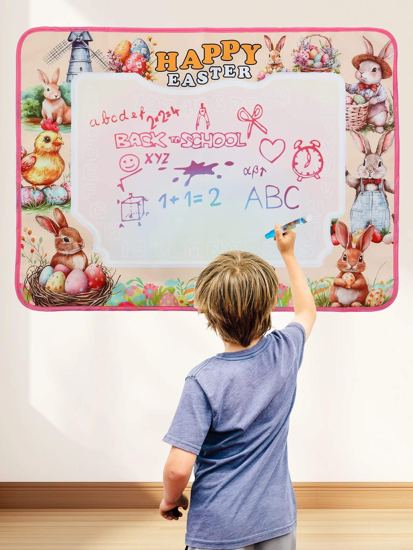 Tapete de Dibujo Mágico de Agua para Niños de Pascua - Tapete de Pintura Reutilizable y sin Desorden, Juguete Educativo de Arte con Pluma para Niños Pequeños, Regalo de Pascua