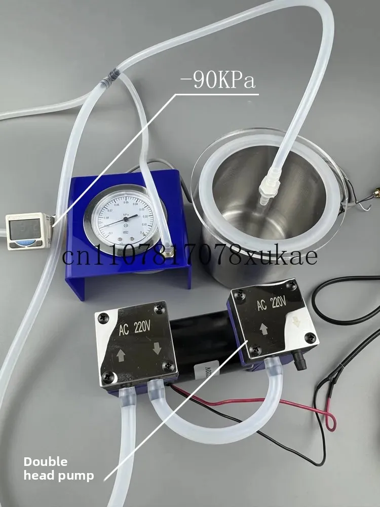Laboratory Electric Vacuum Pump -80KPa Adjustable Flow Rate+Stainless Steel Vacuum Defoaming Tank  700/1000/1400ml
