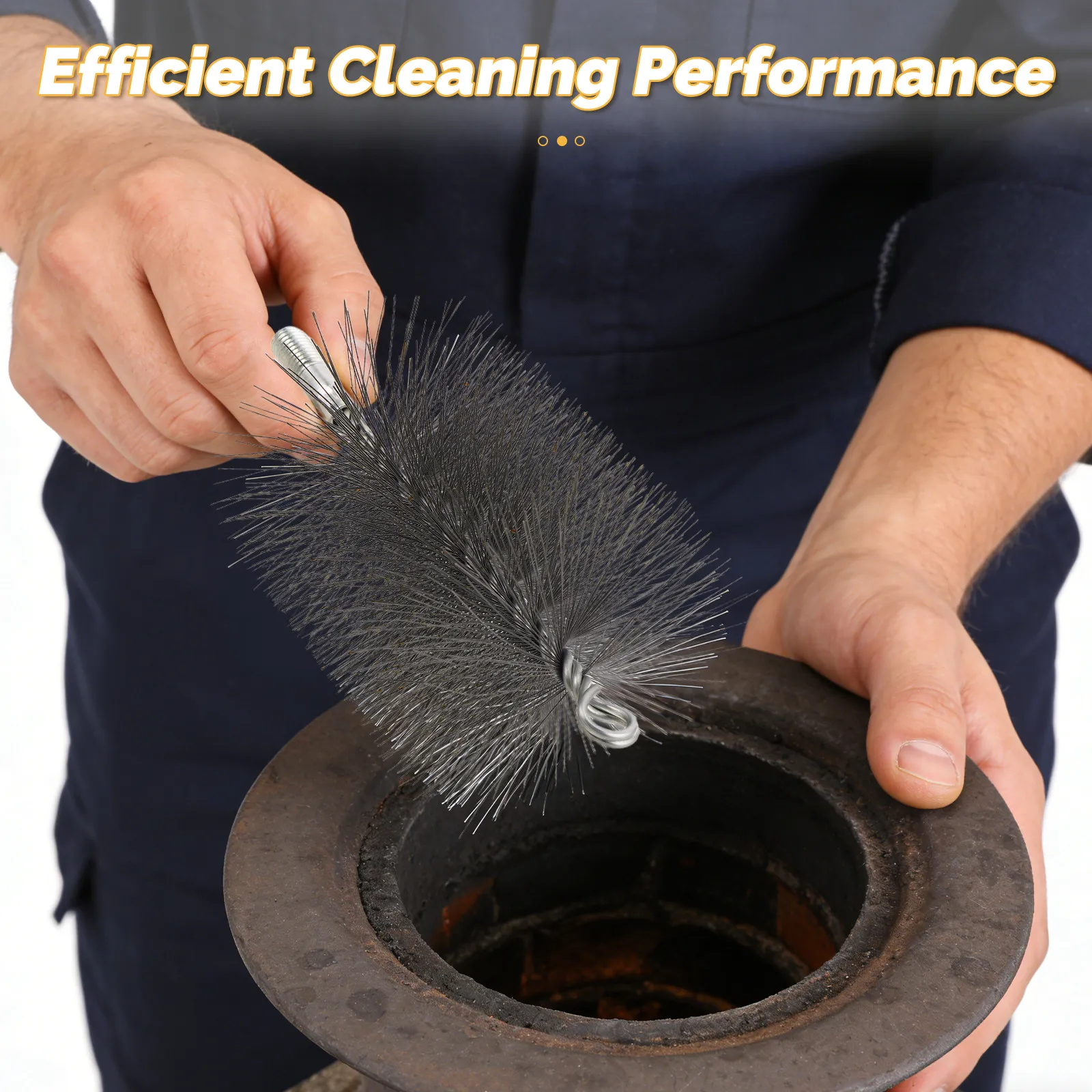 Stainless Steel Wire Chimney Brush for Fireplace Flue Cleaning 4 Inch Od 0.4 Inch Thread Deep Soot Removal Wood Stove Log Burner
