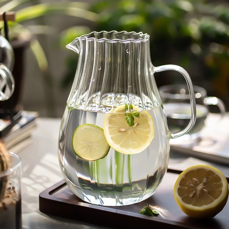 

1700ML Glass Cool White Open Cold Kettle Resistant To High Temperature Household Large-capacity Explosion-proof Teapot Juice Hot