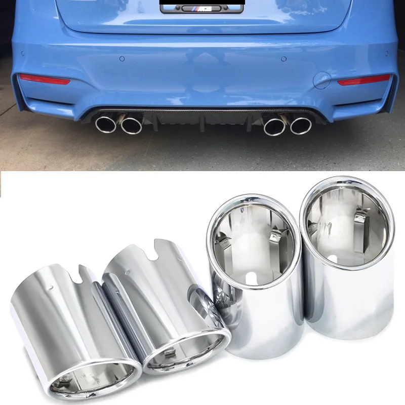 4pcs/lot Car Exhaust Tip For BMW F80 M3 F82 F83 M4 Competition Black Chrome Exhaust Pipe Tailpipe Exhaust Cover Exhaust Trim