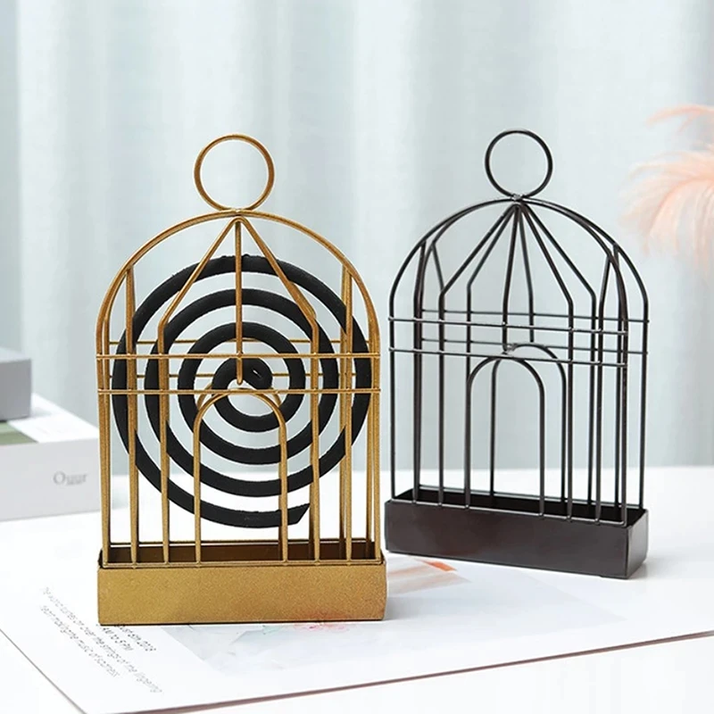 Creative Mosquito Coil Holder Nordic Style Birdcage Shape Summer Day Iron Mosquito Repellent Incenses Rack Plate Home Decoration