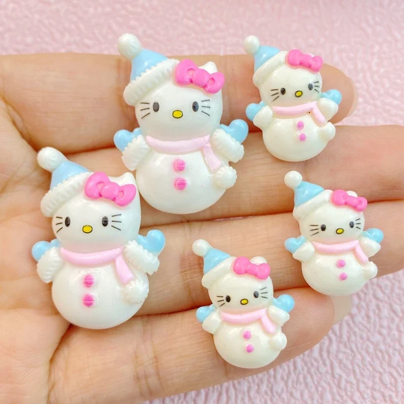 10Pcs New Mini Kawaii Cartoon cat with hat and bow tie Series Resin Scrapbook Diy Jewelry Children Hairpin Accessories