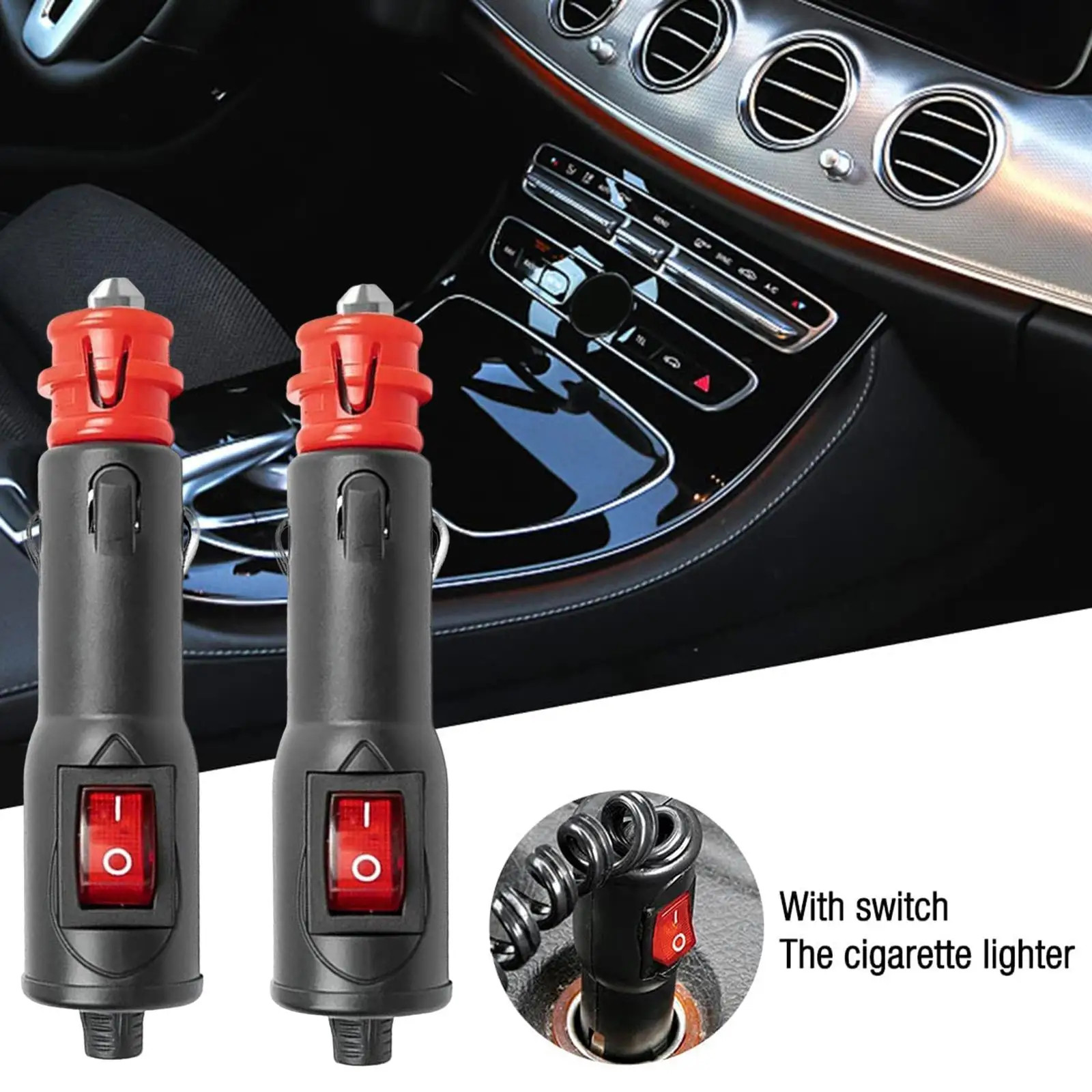 2x Heavy Duty Cigarette Lighter 12V Car Cigarette Lighter Socket Plug Connector Fit for Inverter Voltage Converter Cool Box