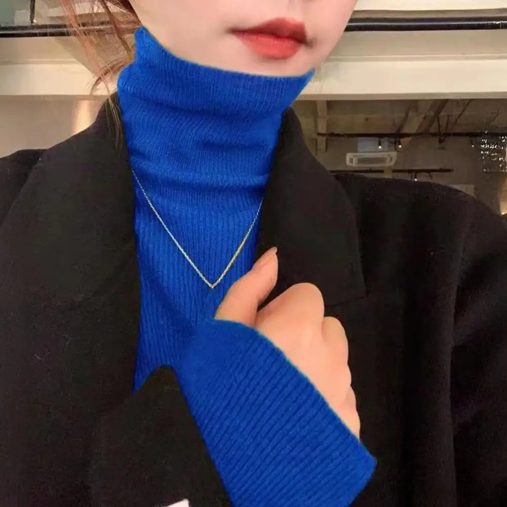 سترة مرنة ناعمة سترة تريكو متعددة الاستخدامات أنيقة للنساء بياقة مدورة وأكمام طويلة بلون سادة للارتفاع لفصل الشتاء