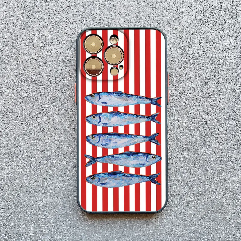 الملونة السردين جراد البحر الأسماك المحيط الحيوان لتقوم بها بنفسك جراب هاتف آيفون 15 16 14 برو ماكس زائد 13 Mini 12 11 برو ماكس XR XS X SE غطاء #5
