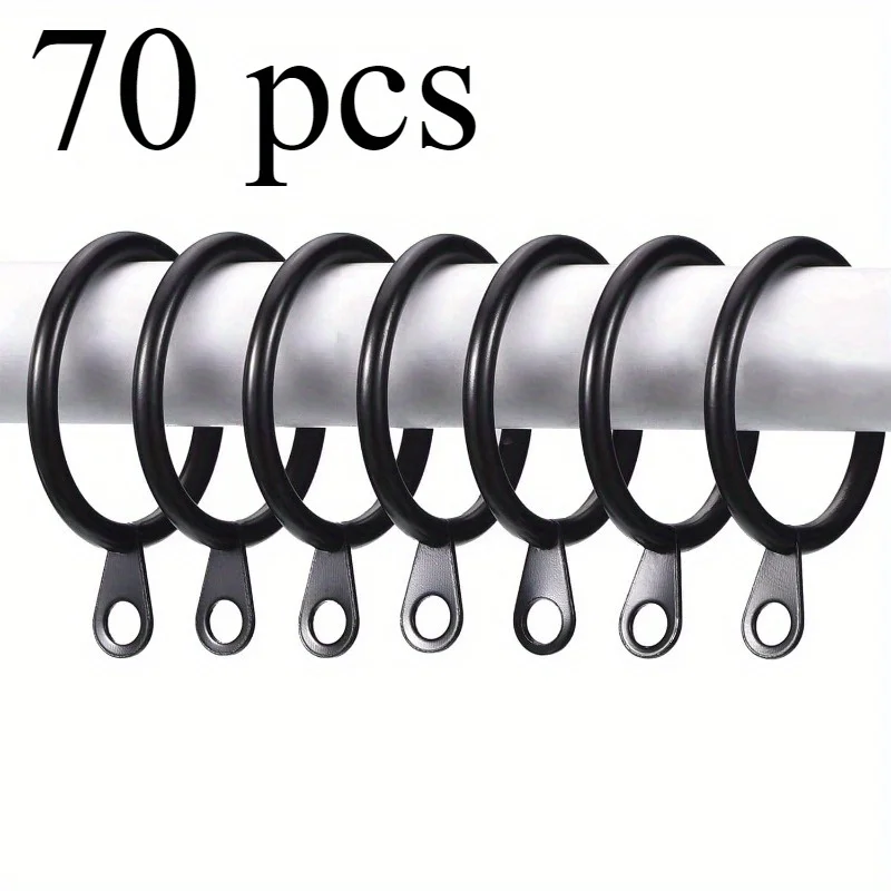70pcs Metal Curtain Hooks with Fixed Eyelets, Inner Diameter Hoop for Curtains
