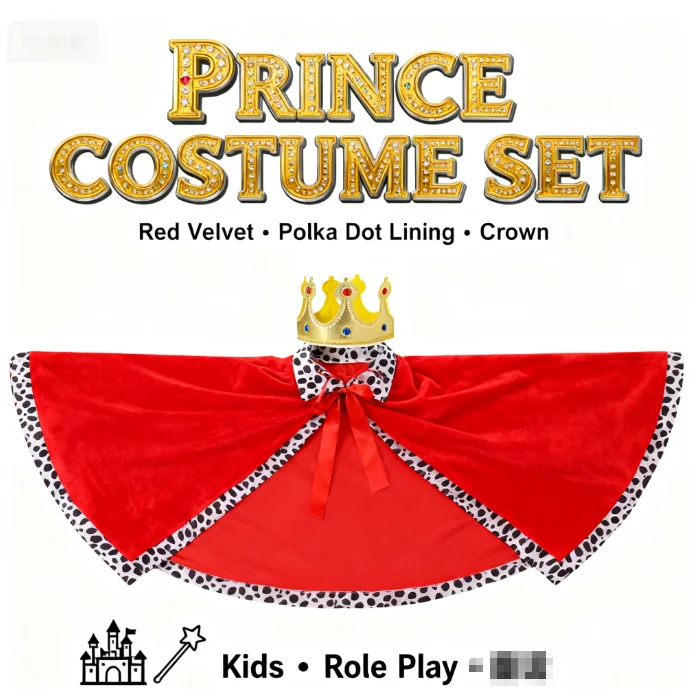 Capa para niños y adultos, actuación de fiesta de juegos de padres e hijos del Rey Príncipe, cetro de corona de capa navideña
