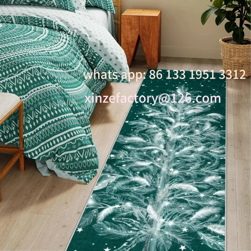 

Customizable Christmas Tree Rugs Living Room Large Area Carpet Long Strip Bedroom Bedside Runner Floor Mats Short Plush Home Dec