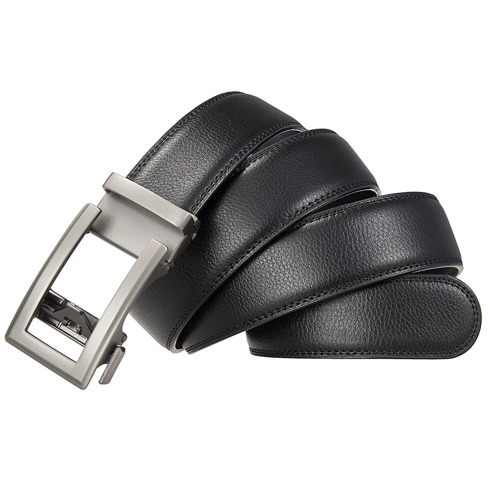 3,5 cm breiter Luxus-Designer-Ledergürtel für Herren mit automatischer Ratschenschnalle, Übergröße, blau, schwarz, braun, formelles Accessoire – Detail 3