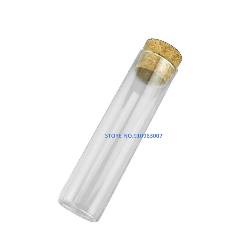 5Pcs Clear Glass Test Tube DIA 20/25/30mm Length 100/120/150/200mm Flat Bottom Test Tube With Cork